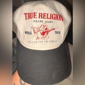 True Religion kids Two-Tone Cap - Cream, Black & Red Logo